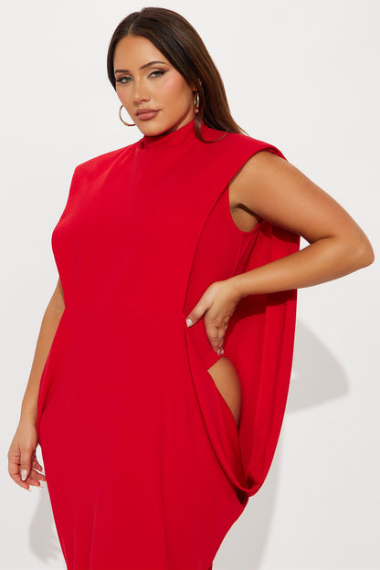 She Is Mother Sleeveless Crepe Knit Maxi Dress - Red