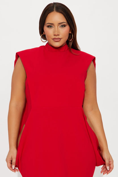 She Is Mother Sleeveless Crepe Knit Maxi Dress - Red