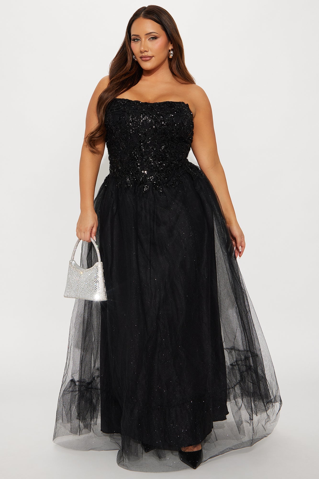 Timeless Charm Glitter Gown - Black