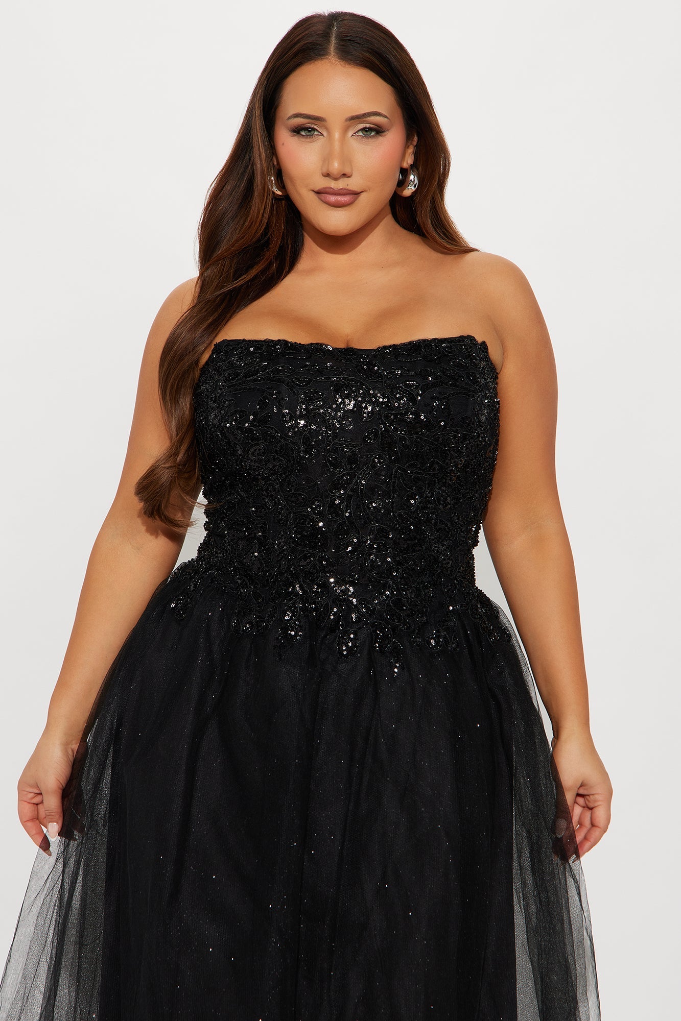 Timeless Charm Glitter Gown - Black