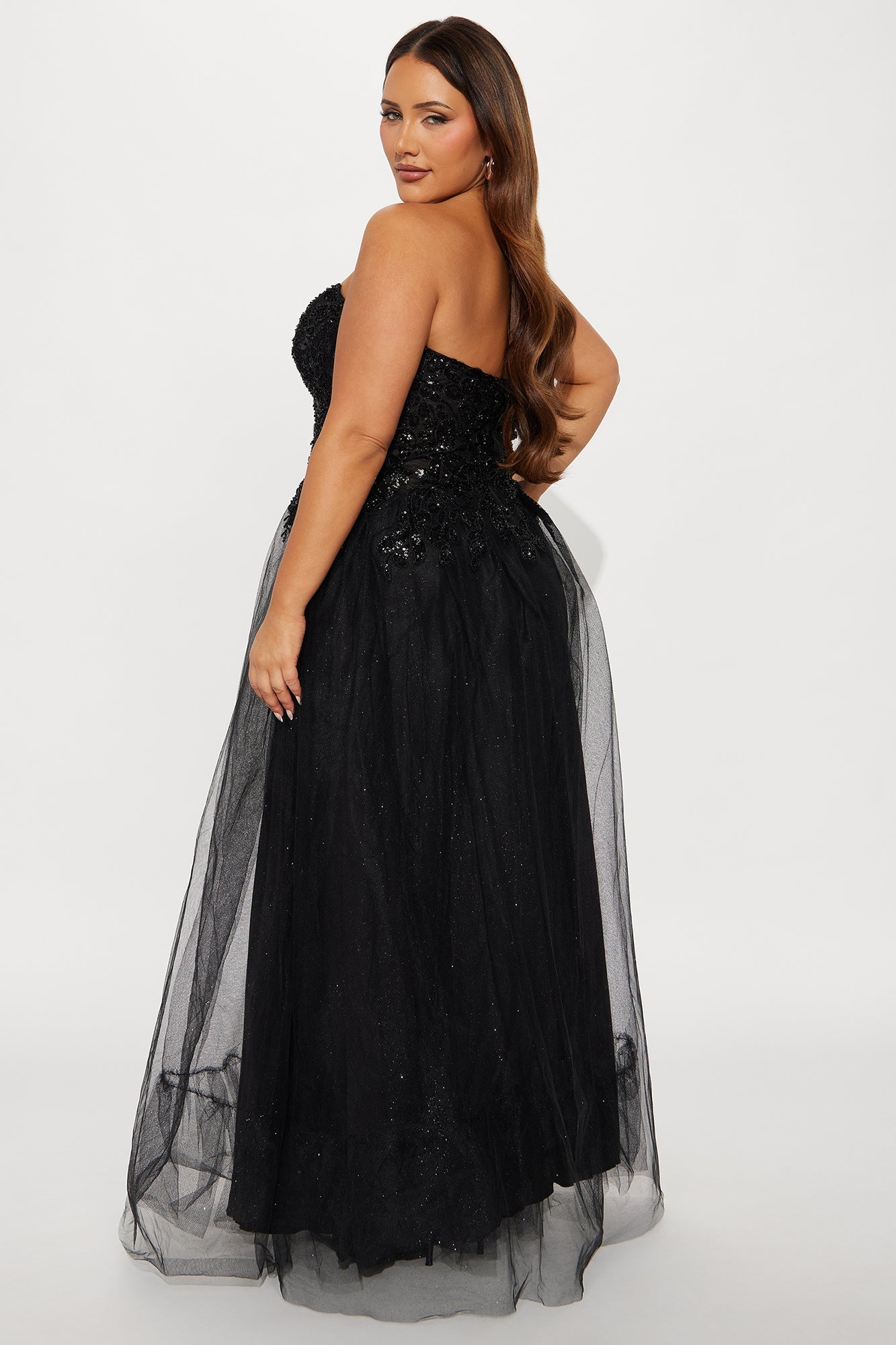 Timeless Charm Glitter Gown - Black