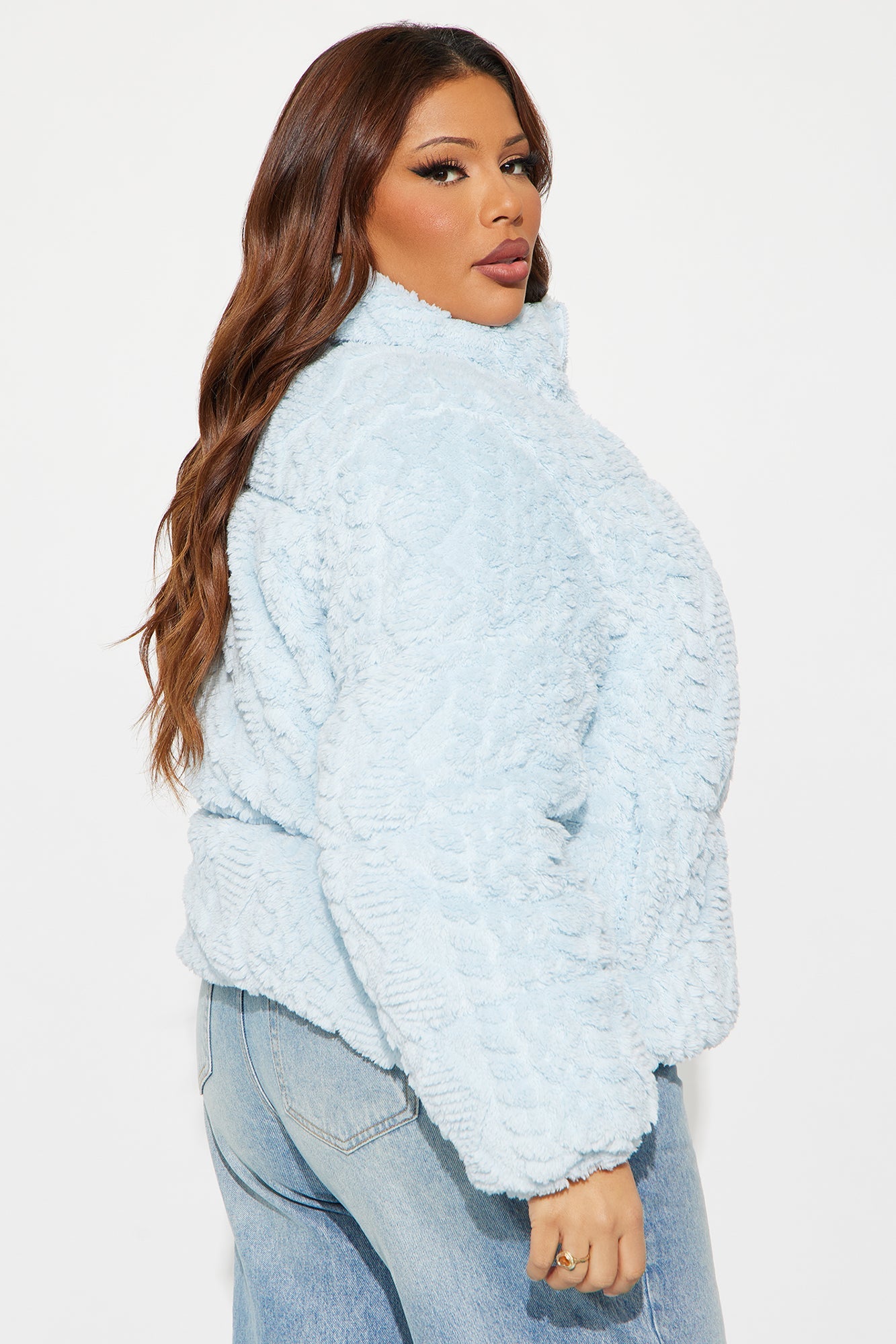 Cozy Dreams Sherpa Puffer Jacket - Light Blue