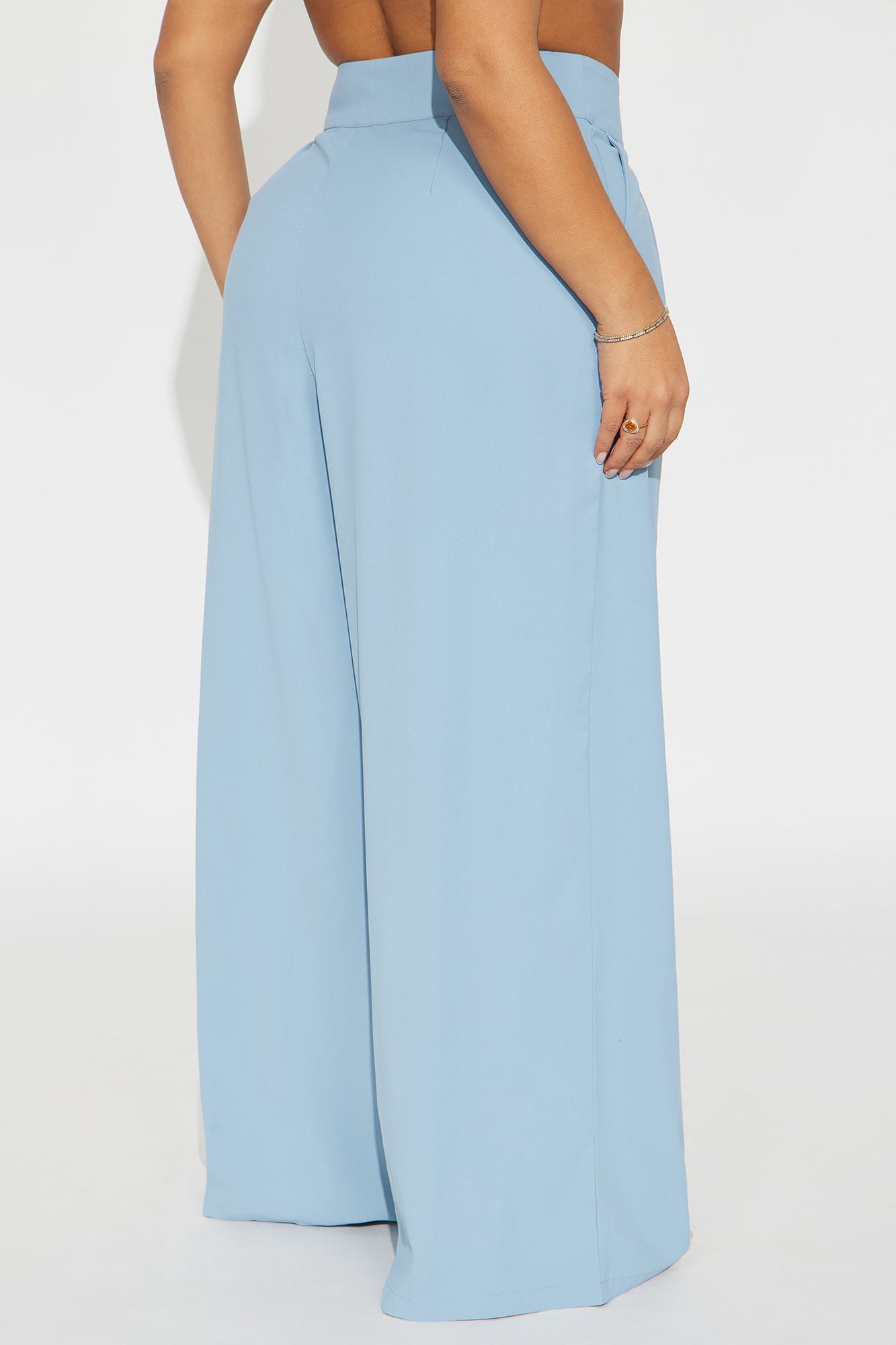 Clarabelle Wide Leg Crepe Trousers 33″ - Slate Blue