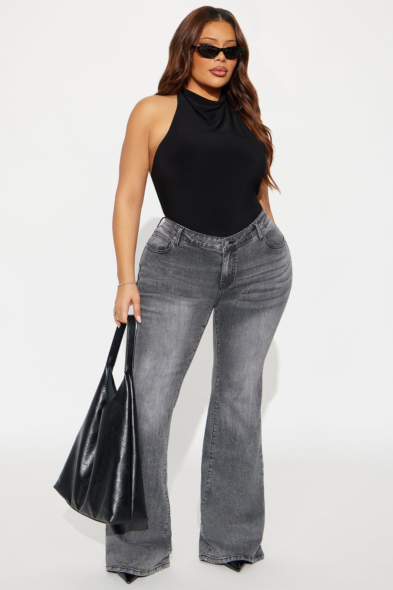 Hudson Street Low Rise Flare Jeans - Grey