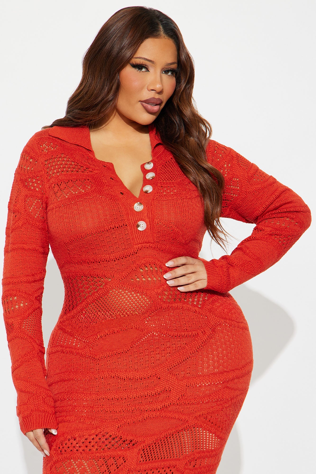 Ashlynn Sweater Maxi Dress - Rust