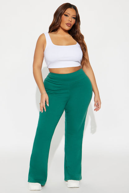 Tina Wide Waist Pull On Lounge Flare Pant - Hunter