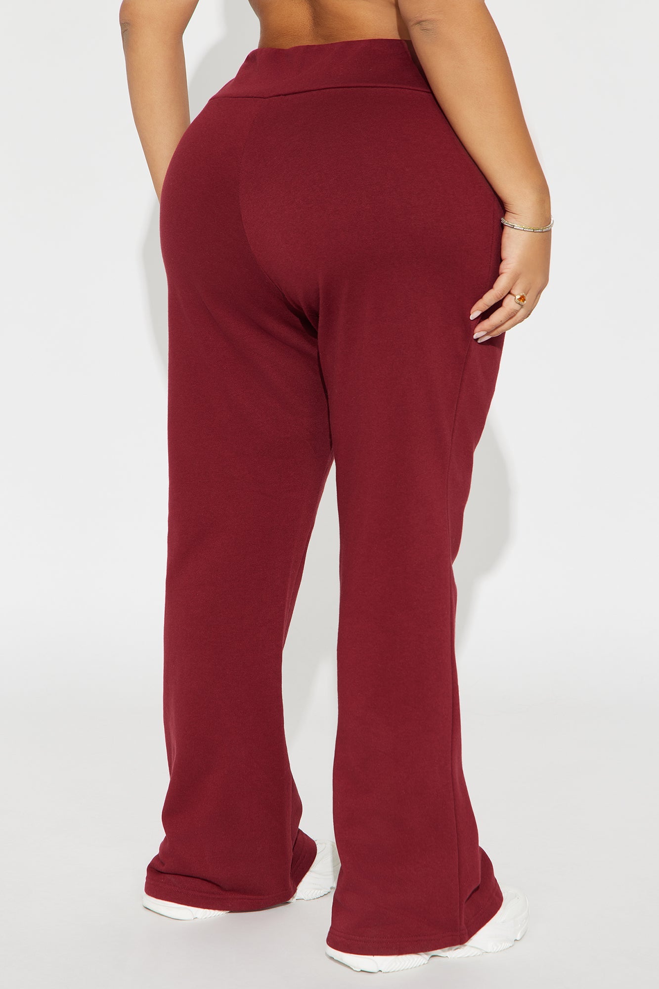 Tina Wide Waist Pull On Lounge Flare Pant - Burgundy
