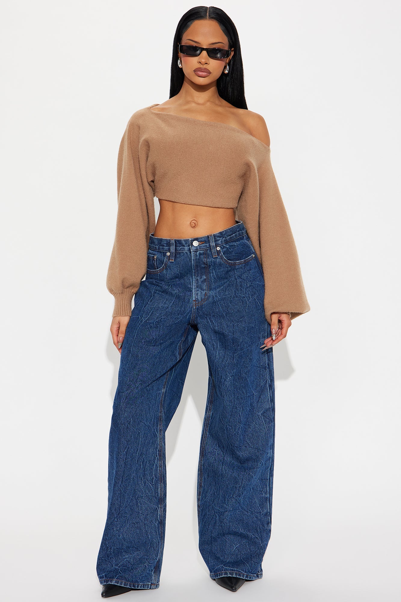 Set Me Free High Rise Wide Leg Jeans - Dark Wash