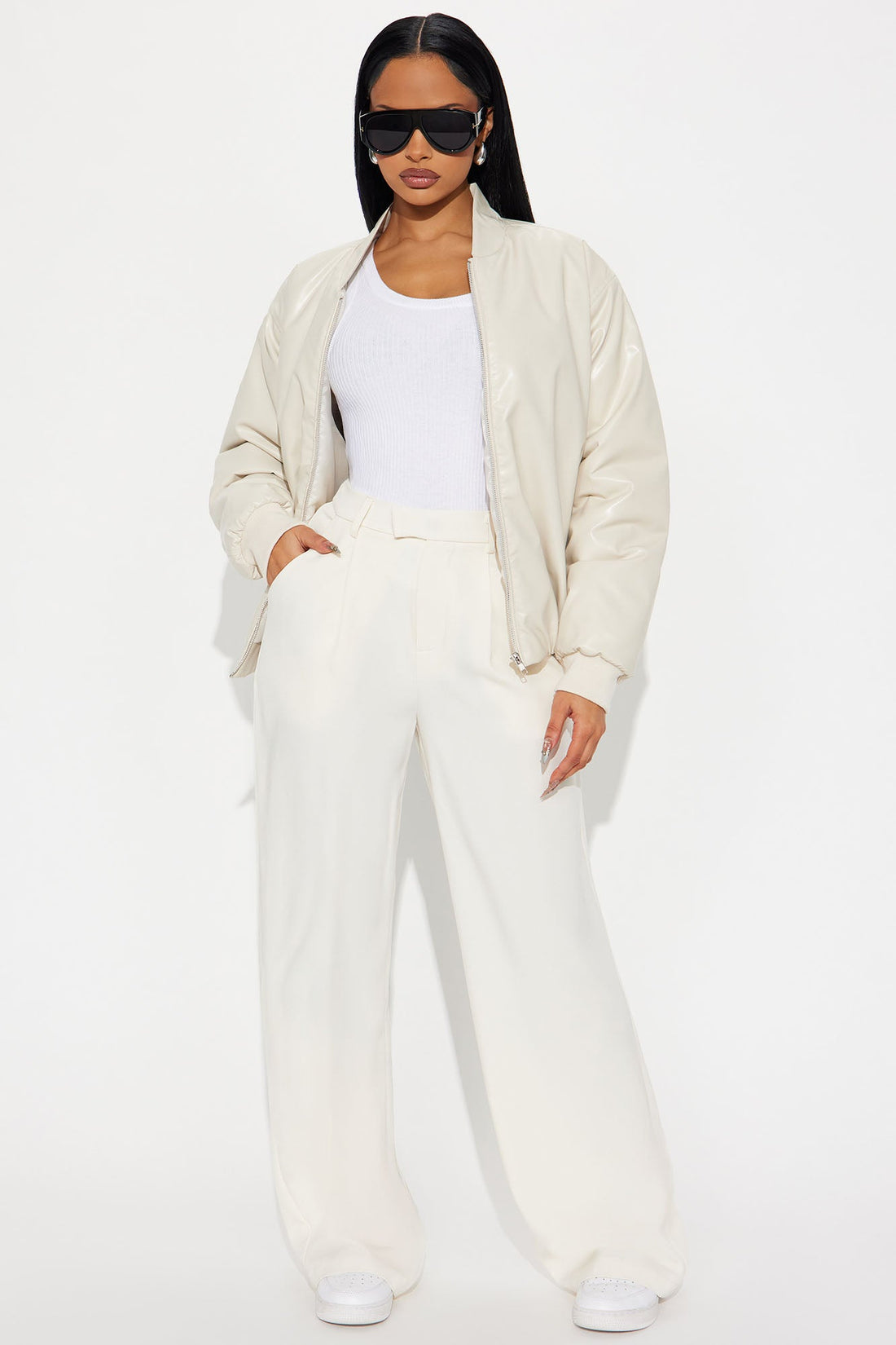 Etta Wide Leg Pant 33″ - Cream