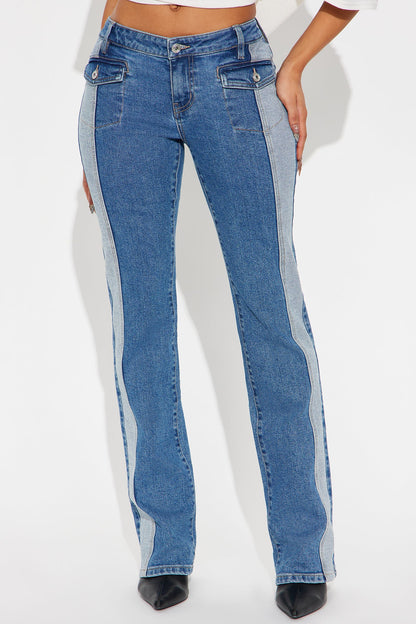 Both Sides Low Rise Bootcut Jeans - Medium Wash