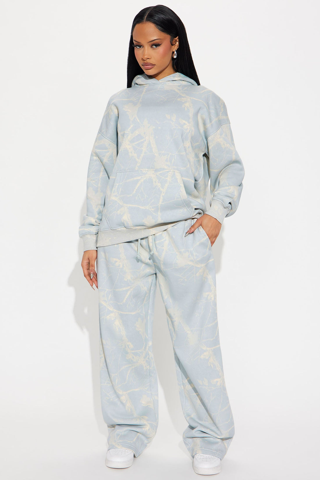 Kendall Washed Fleece Lounge Hoodie - Light Blue