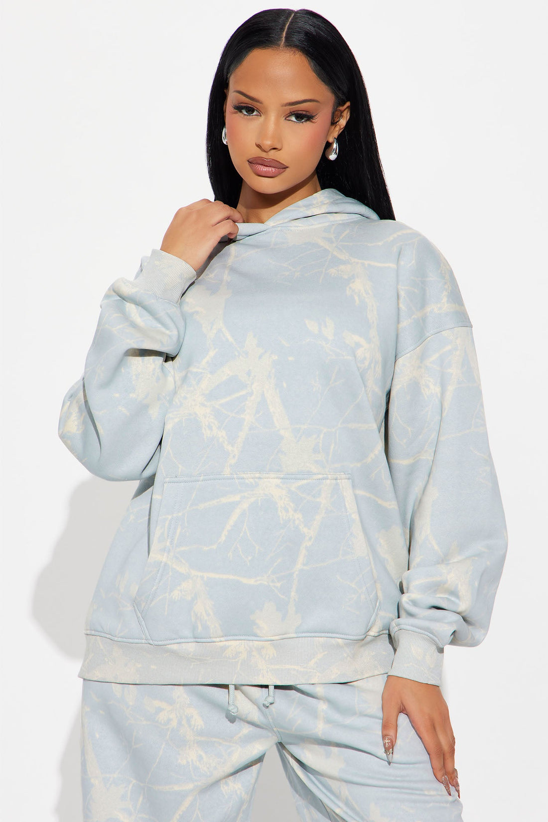 Kendall Washed Fleece Lounge Hoodie - Light Blue