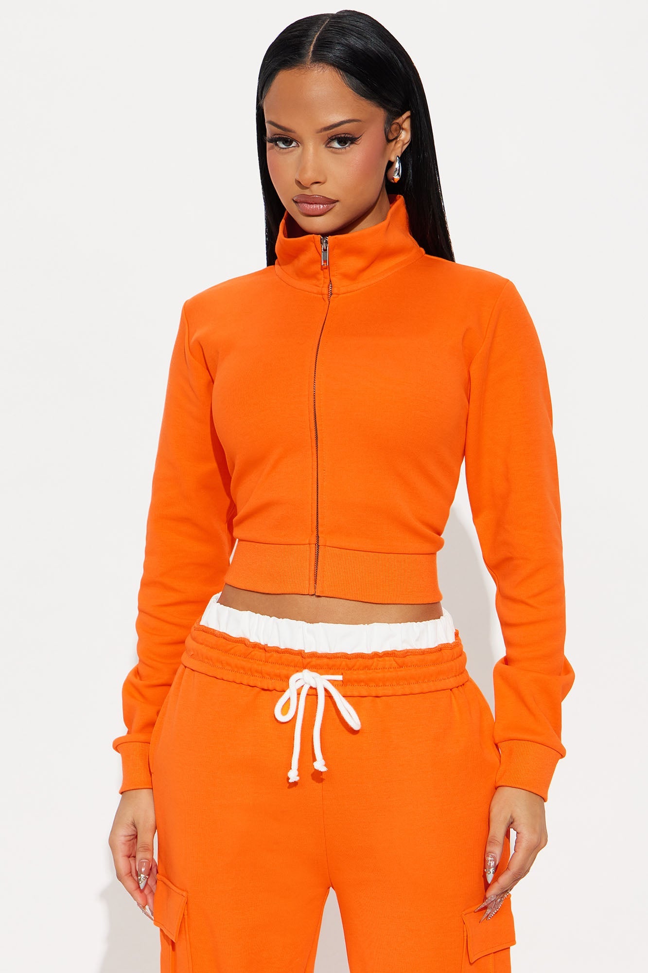 Makayla Sweatshirt Zip Up - Orange