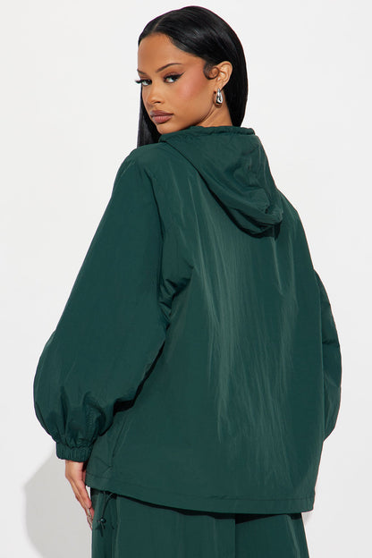 First Class Windbreaker Zip Up Hoodie - Hunter Green