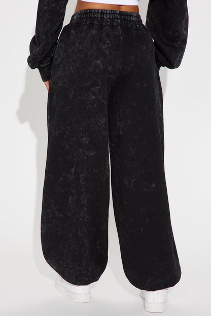 Kathleen Washed Fleece Lounge Jogger - Charcoal