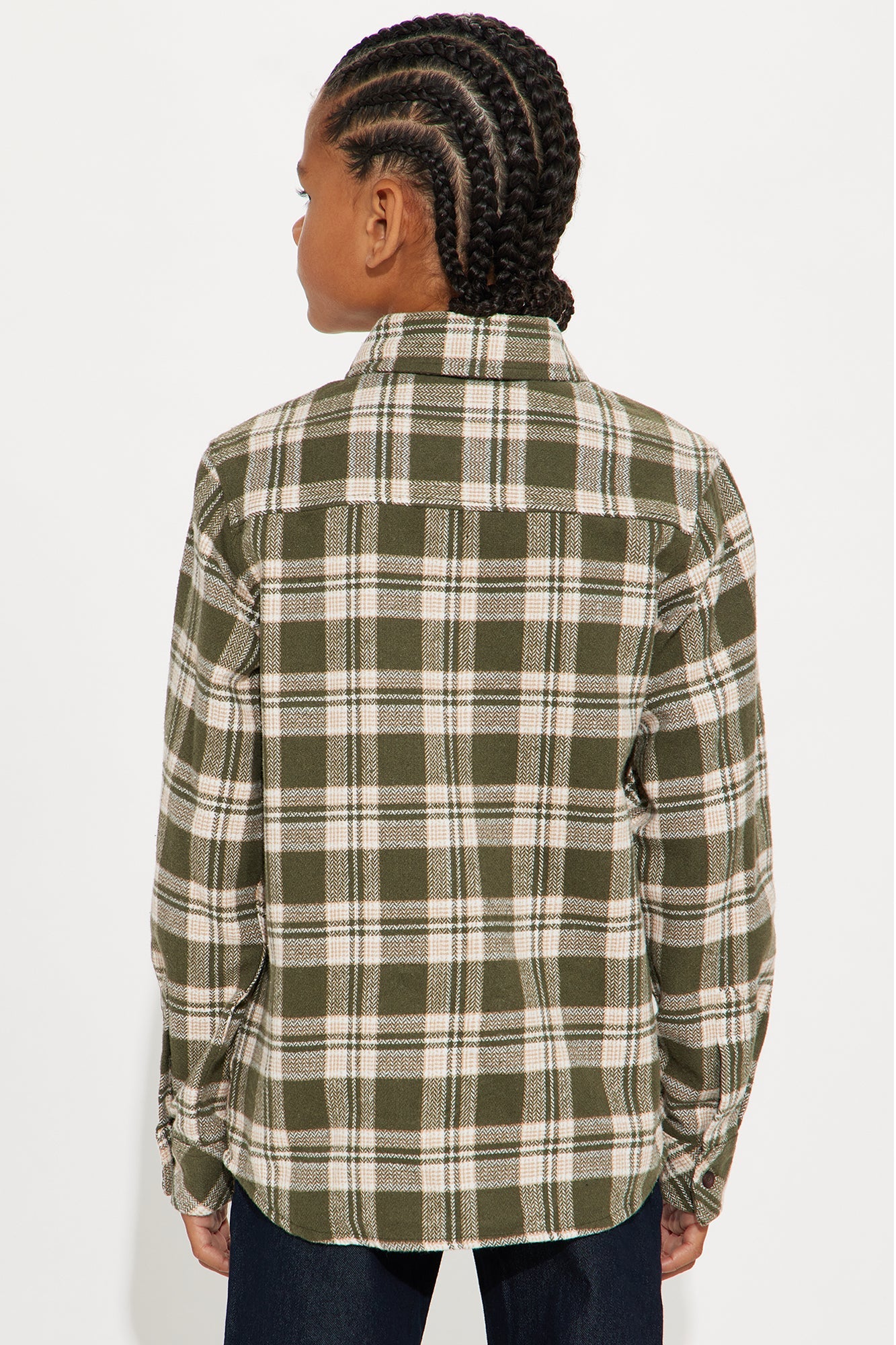 Mini Making It Happen Flannel Button Down Shirt - Green/combo