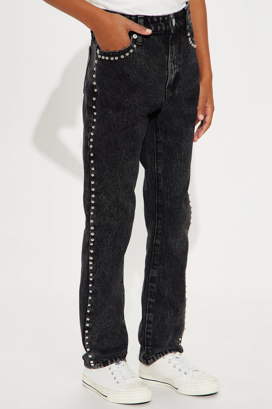 Mini Slim Grindin Studded Jean - Black Wash