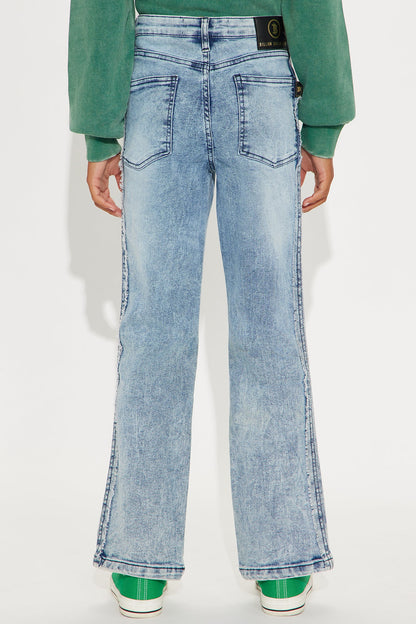 Mini Michael Frayed Straight Leg Jeans - Light Blue Wash