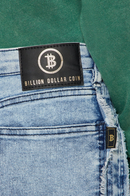 Mini Michael Frayed Straight Leg Jeans - Light Blue Wash