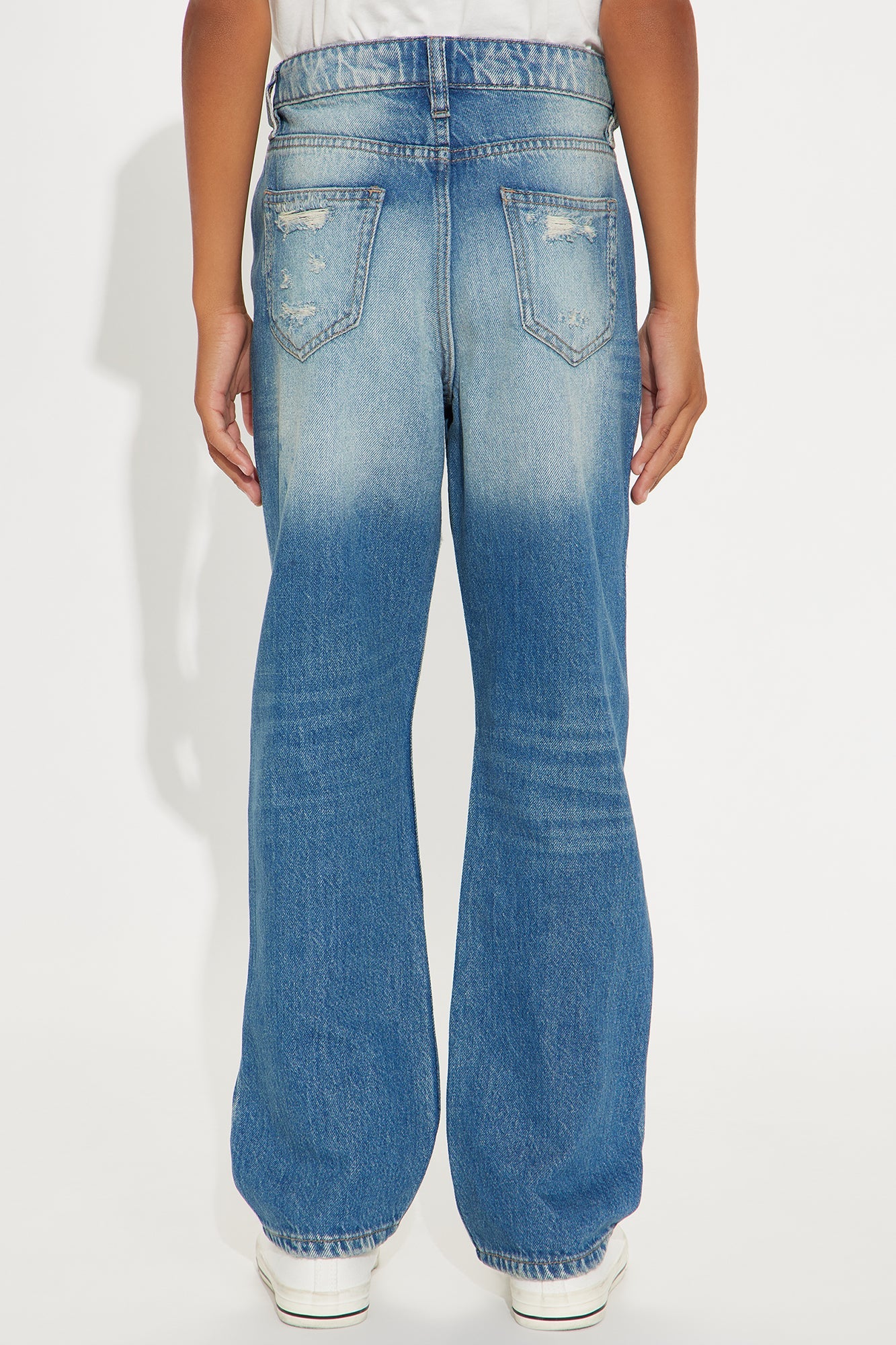 Mini Relaxed Straight Repaired But Destroyed Jean - Medium Blue Wash