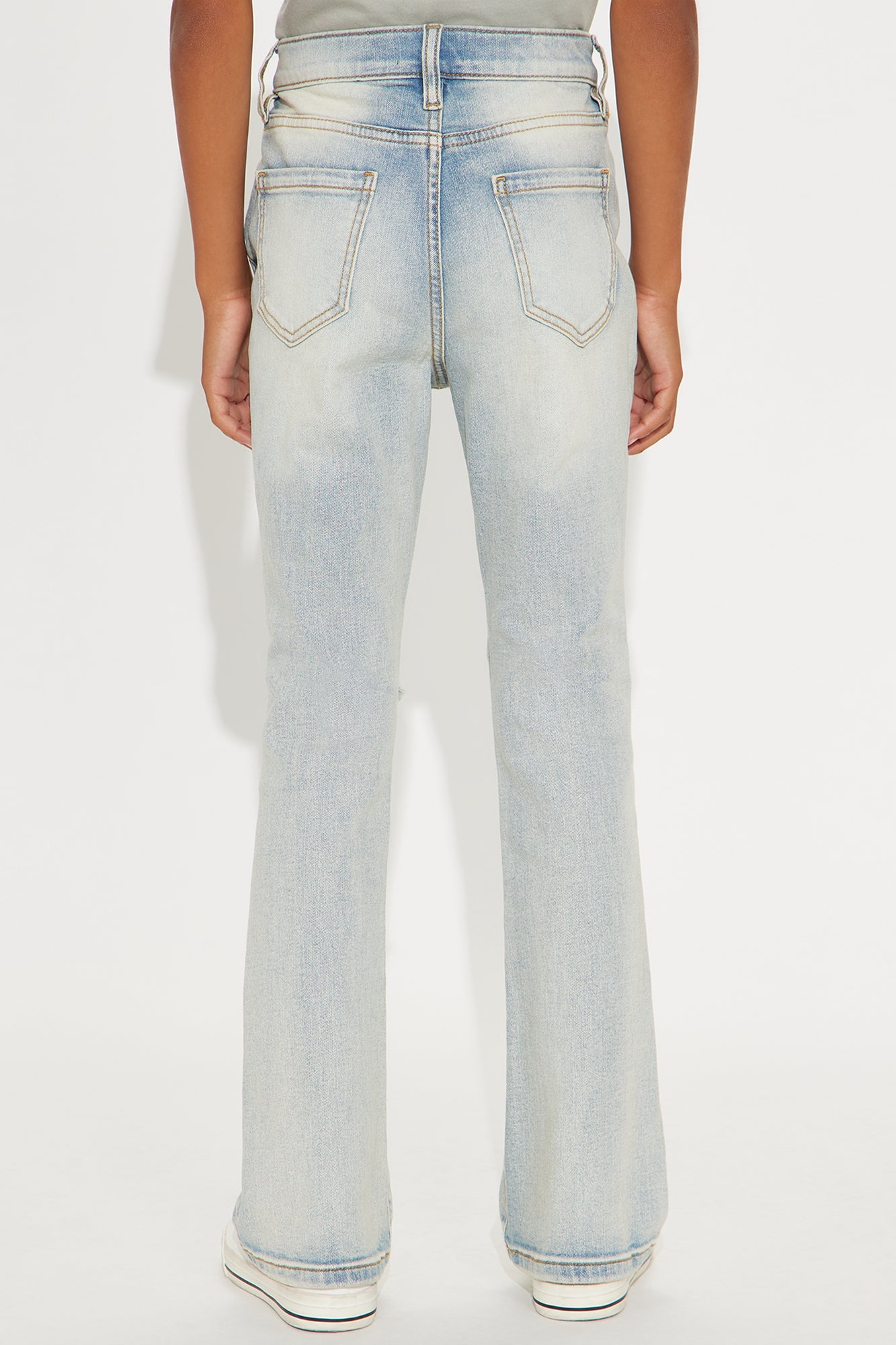 Mini Torn Apart Stacked Skinny Flare Jeans - Blue Wash