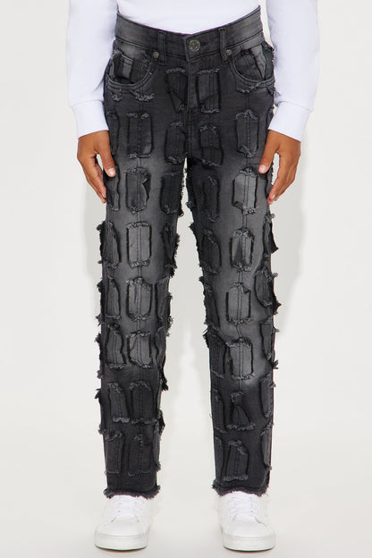 Mini Mason All Over Fray Straight Leg Jeans - Grey