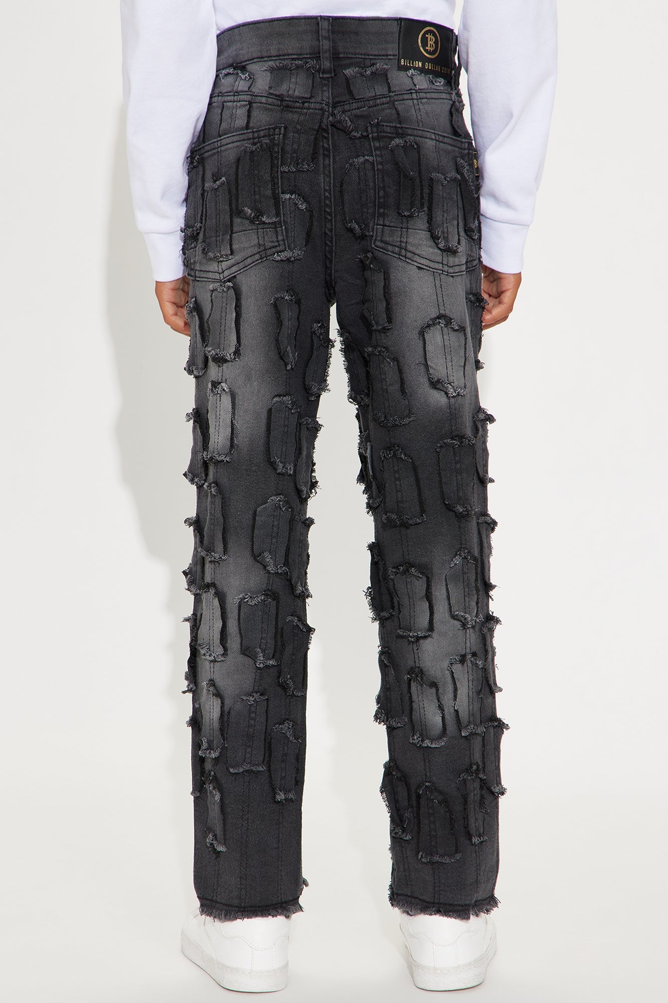 Mini Mason All Over Fray Straight Leg Jeans - Grey