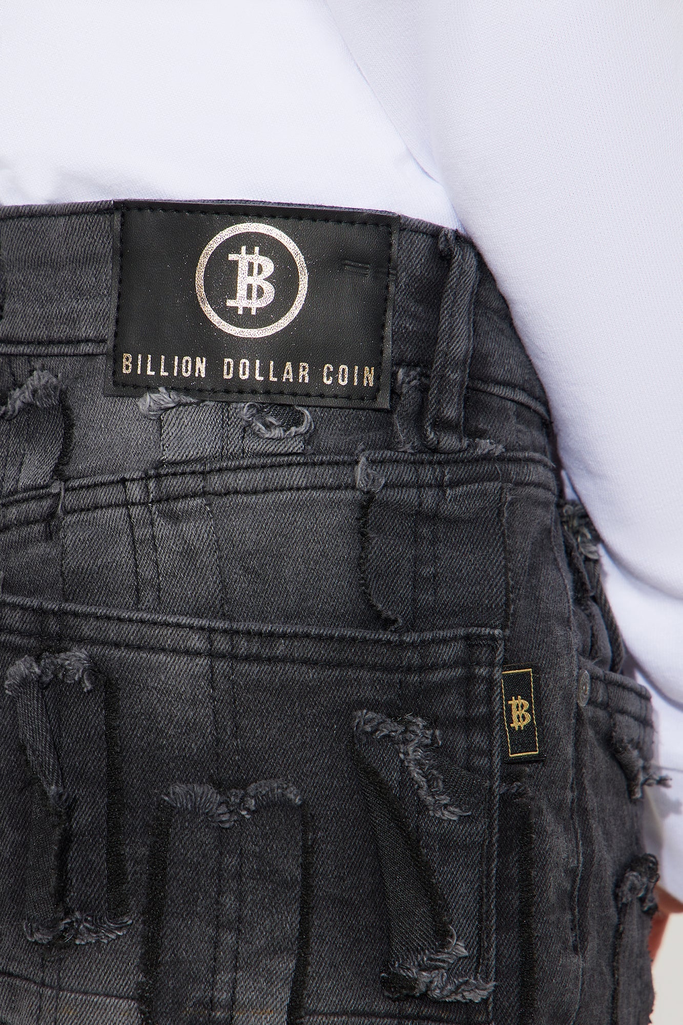 Mini Mason All Over Fray Straight Leg Jeans - Grey
