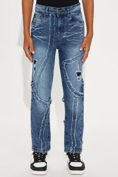 Mini Dylan Distressed Straight Leg Jeans - Indigo