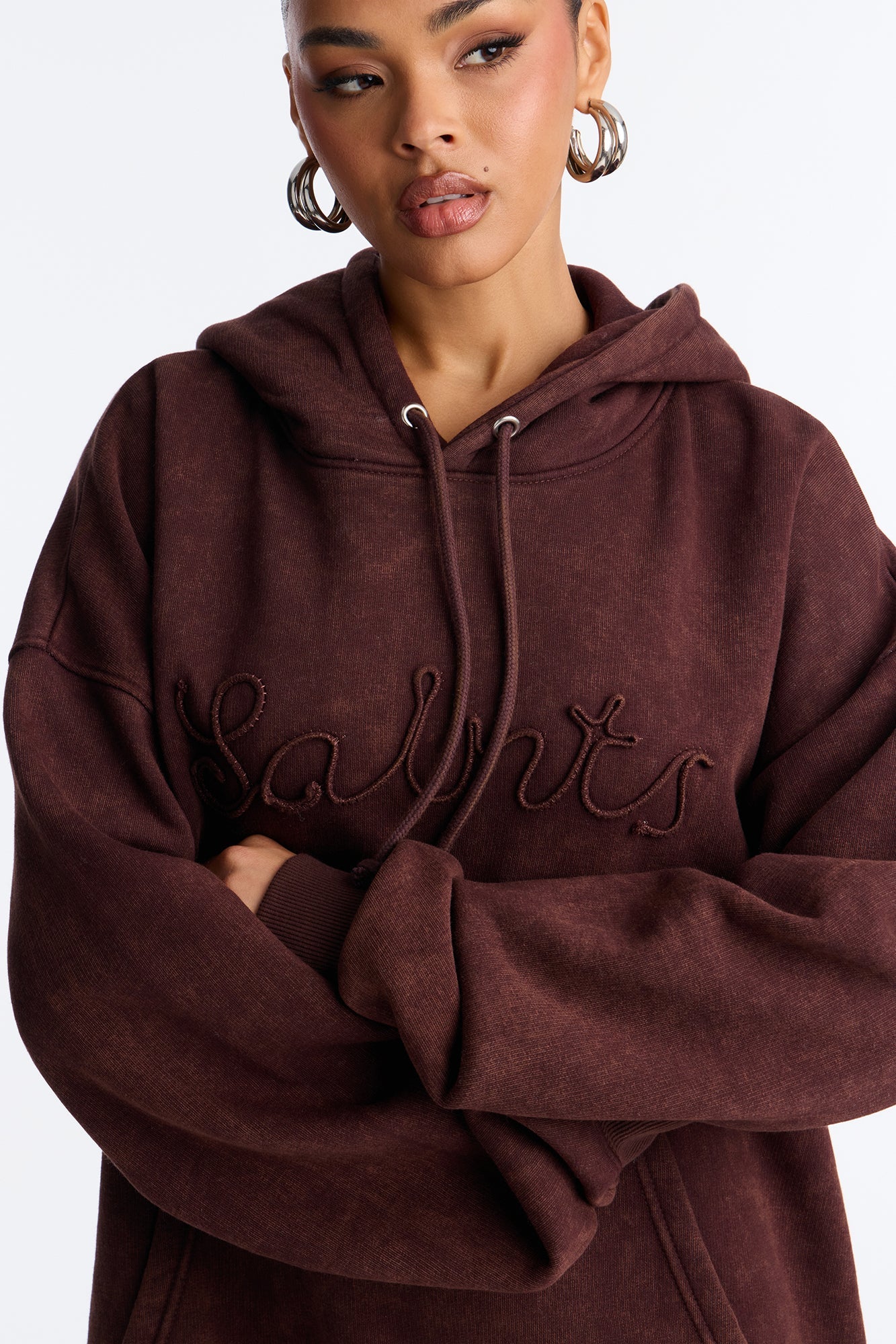 Like A Saint Fleece Flare Leg Pant Set - Brown