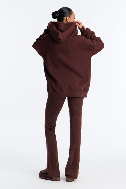 Like A Saint Fleece Flare Leg Pant Set - Brown