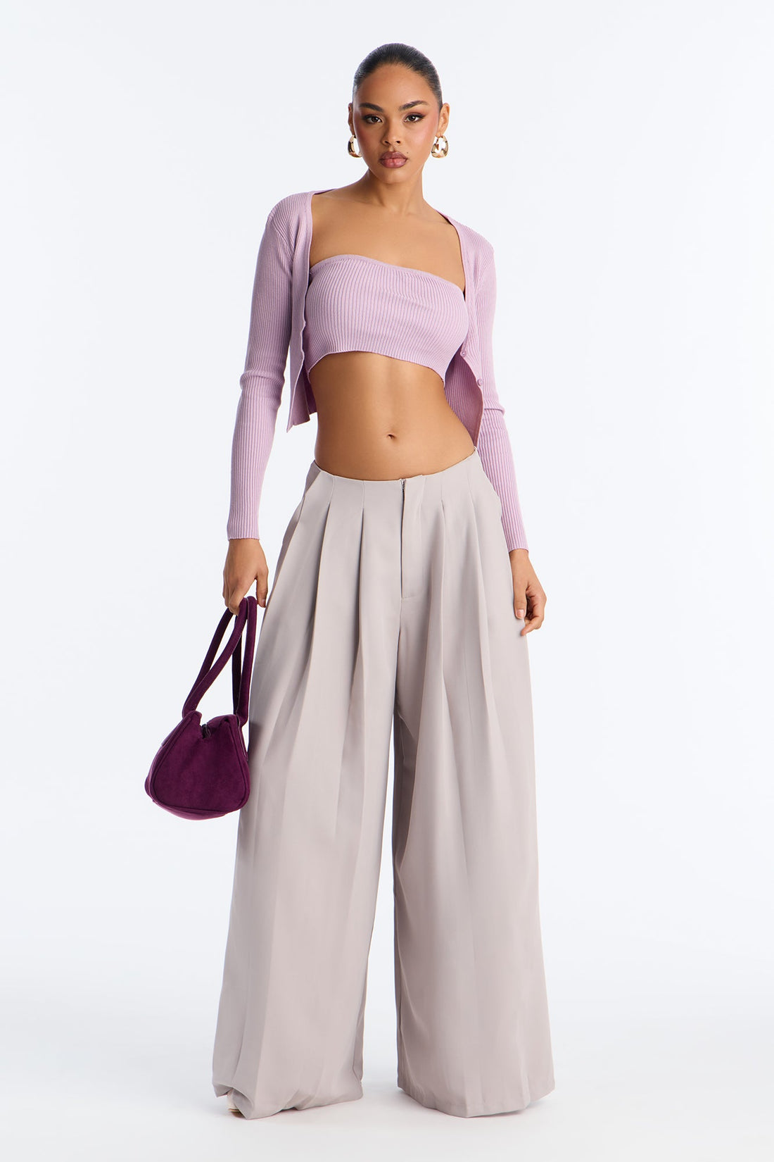 Blaire Wide Leg Trouser - Grey