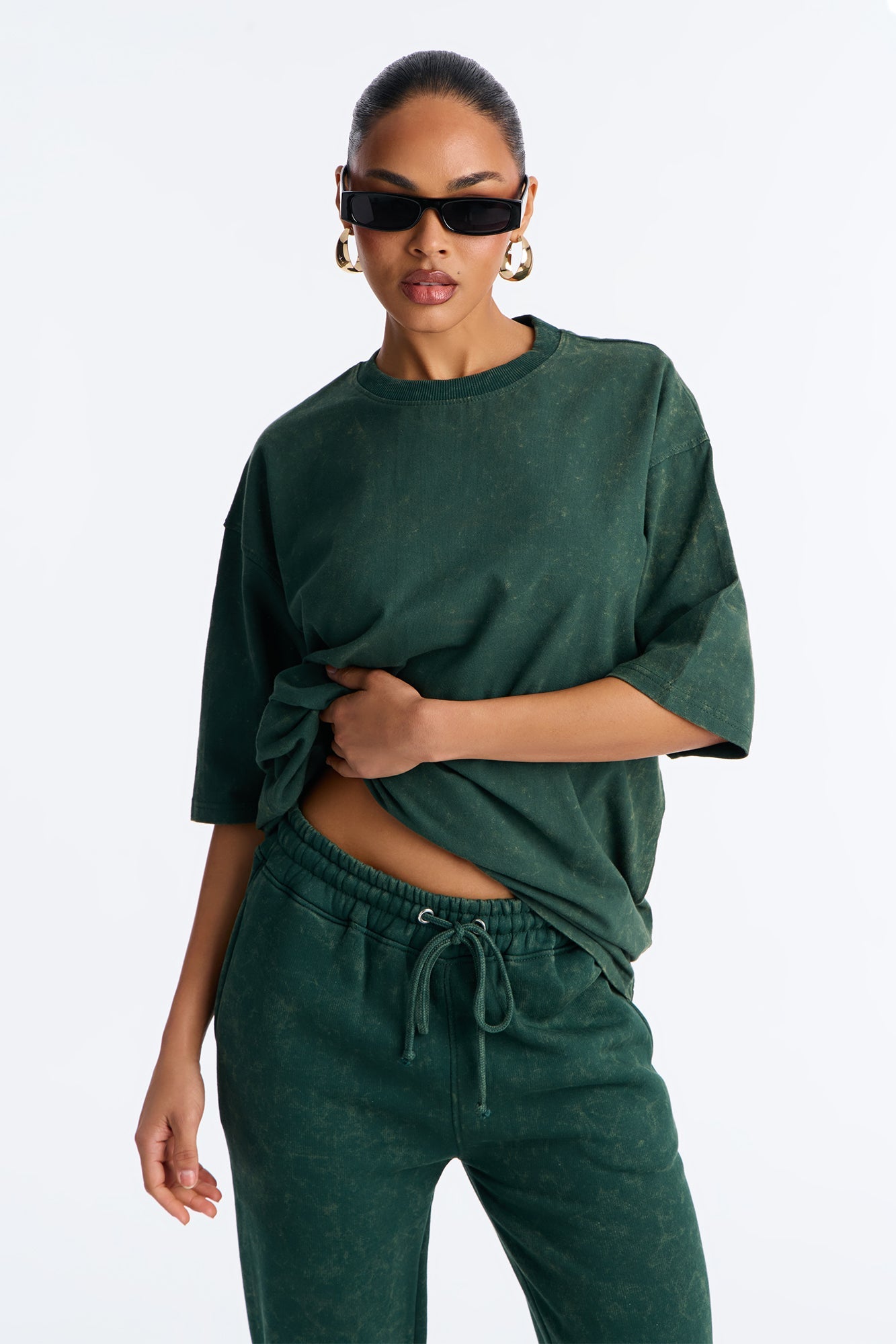 The Original Washed Fleece Pant Set - Hunter