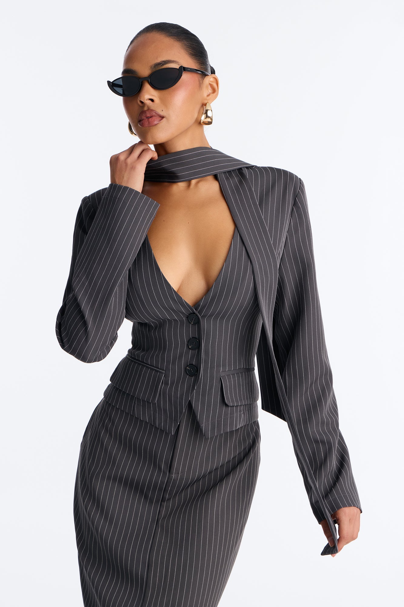 Totally Innocent Pinstripe Maxi Dress - Charcoal