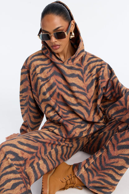 Sienna Zebra Print Wide Leg Pant Set - Black/combo