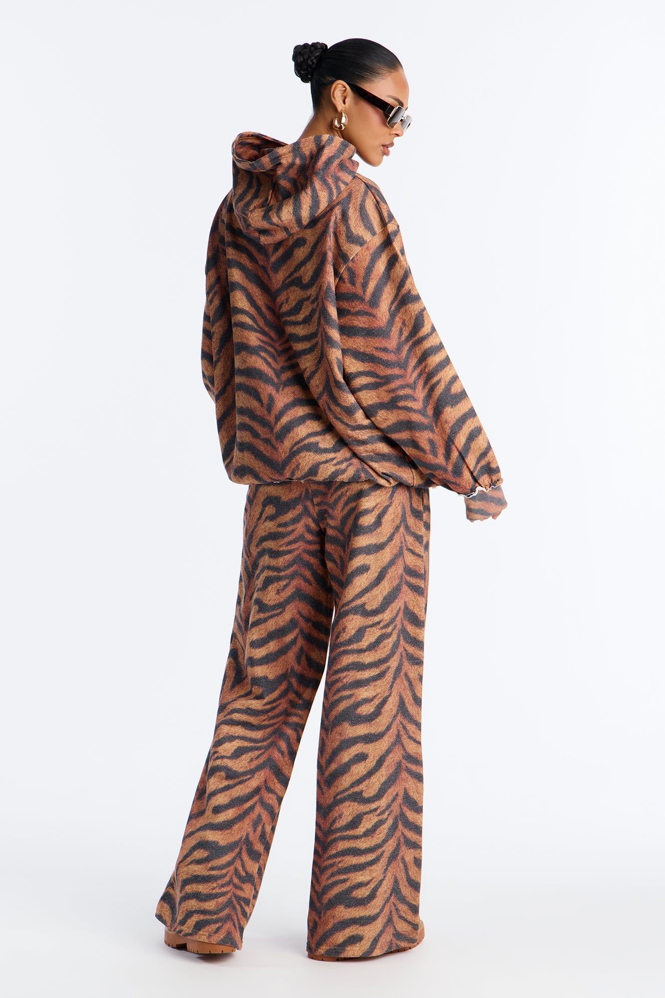Sienna Zebra Print Wide Leg Pant Set - Black/combo