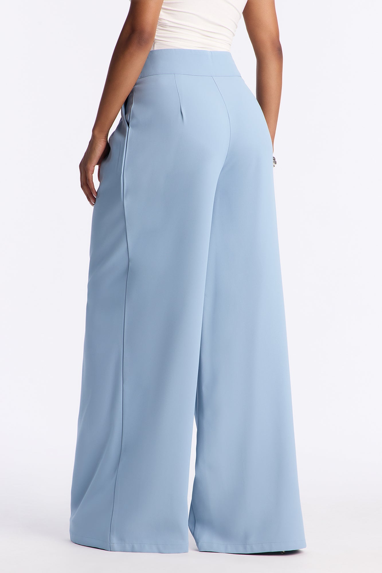 Clarabelle Wide Leg Crepe Trousers 33″ - Slate Blue