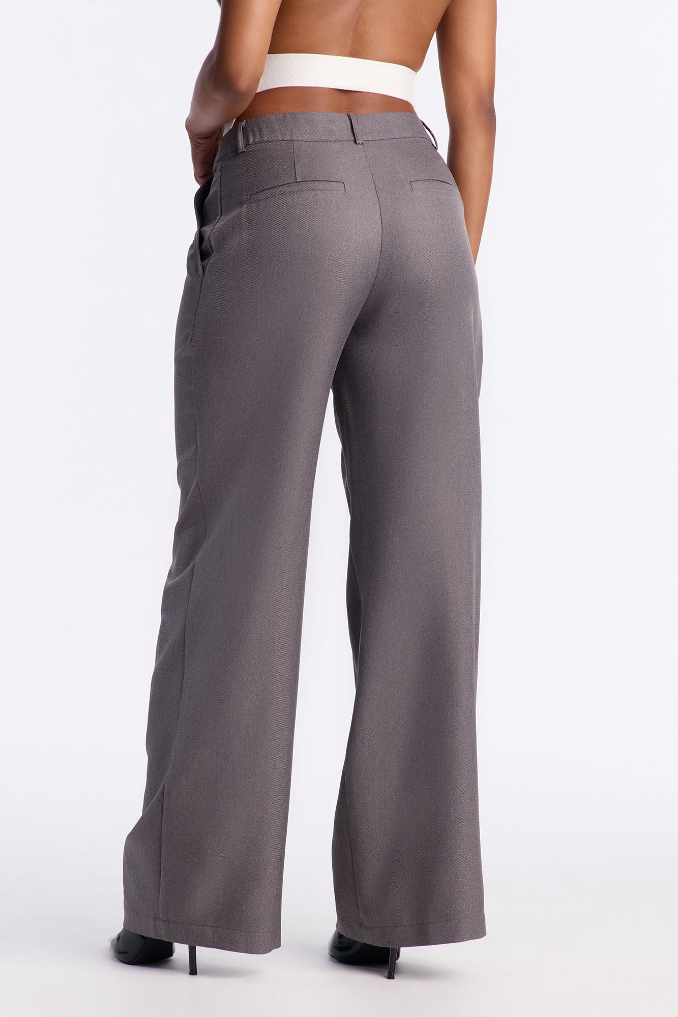 Rene Wide Leg Trouser Pant 32″ - Charcoal