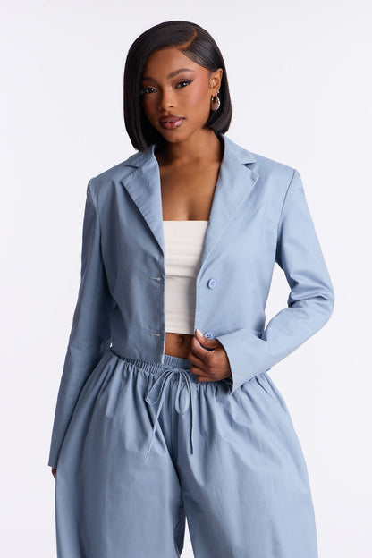 Hailey Blazer Balloon Pant Set - Blue