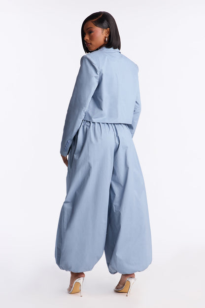 Hailey Blazer Balloon Pant Set - Blue
