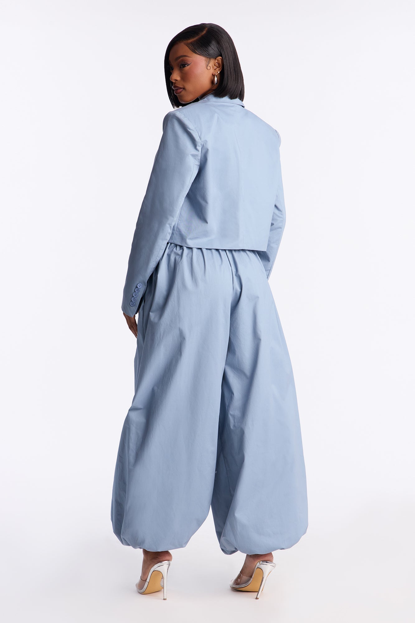Hailey Blazer Balloon Pant Set - Blue