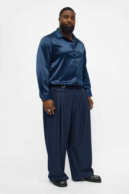 Wide Leg Vanderbilt Gurkha Trouser - Navy