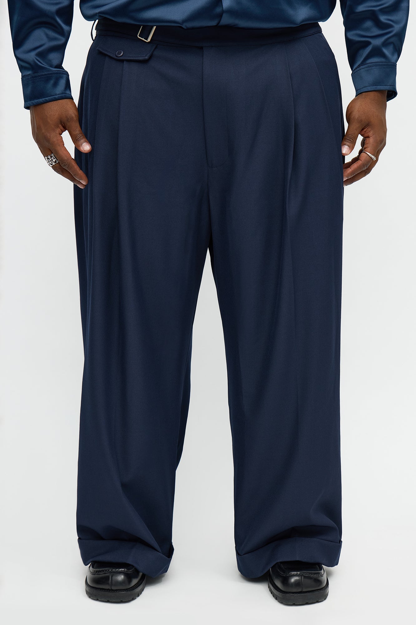 Wide Leg Vanderbilt Gurkha Trouser - Navy