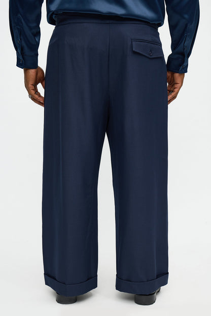 Wide Leg Vanderbilt Gurkha Trouser - Navy