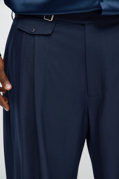 Wide Leg Vanderbilt Gurkha Trouser - Navy