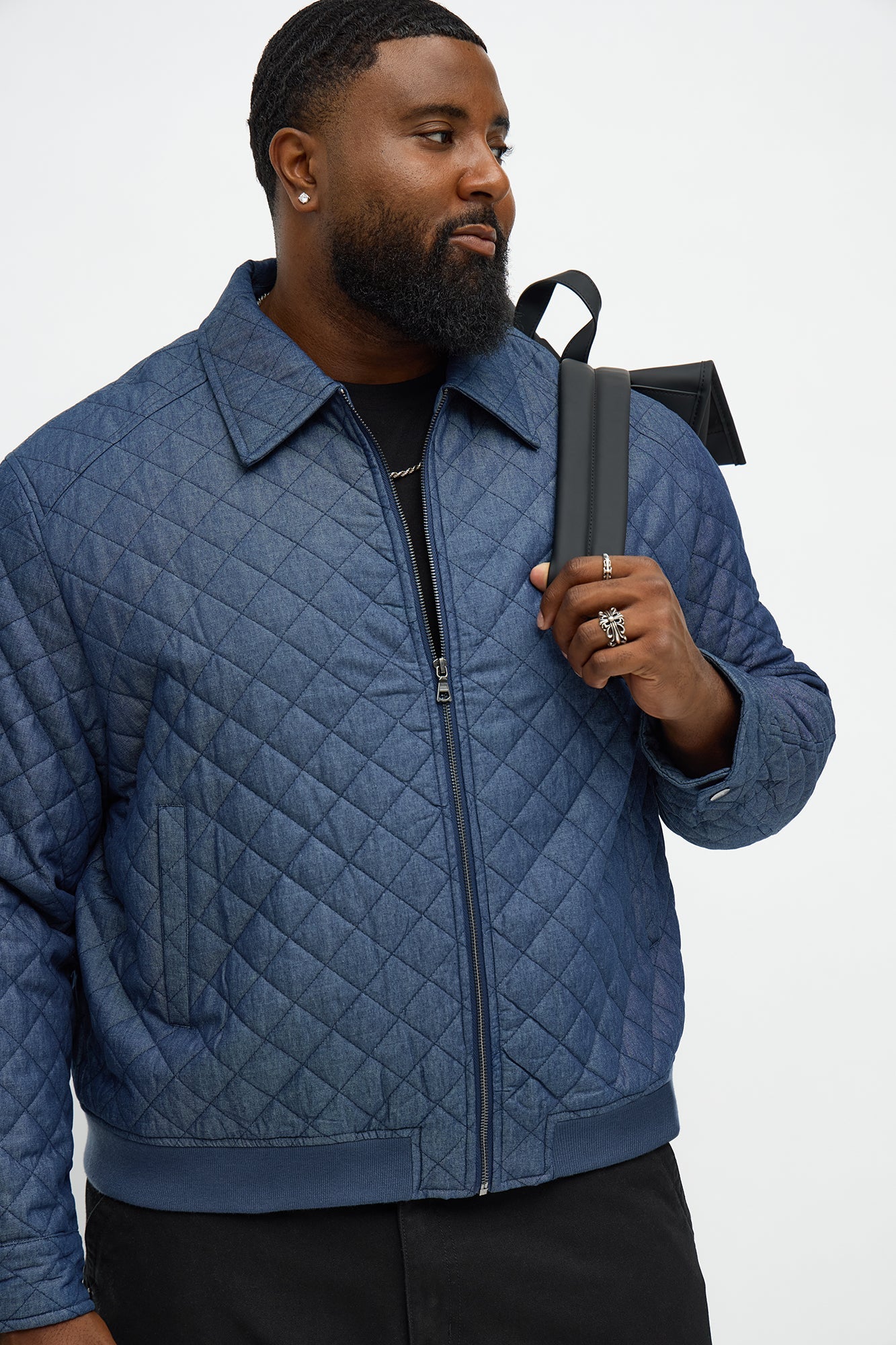 Relaxed Quilted Work Jacket - Blue