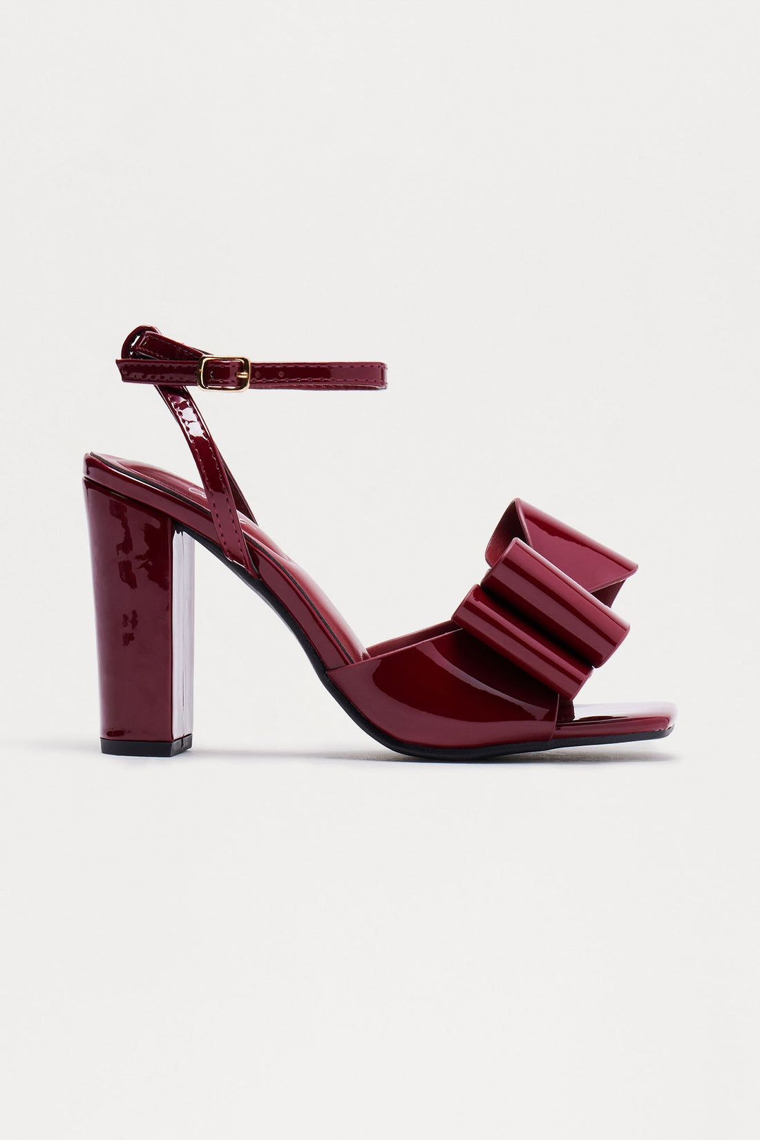 Maude Bow Ankle Strap Heels - Wine