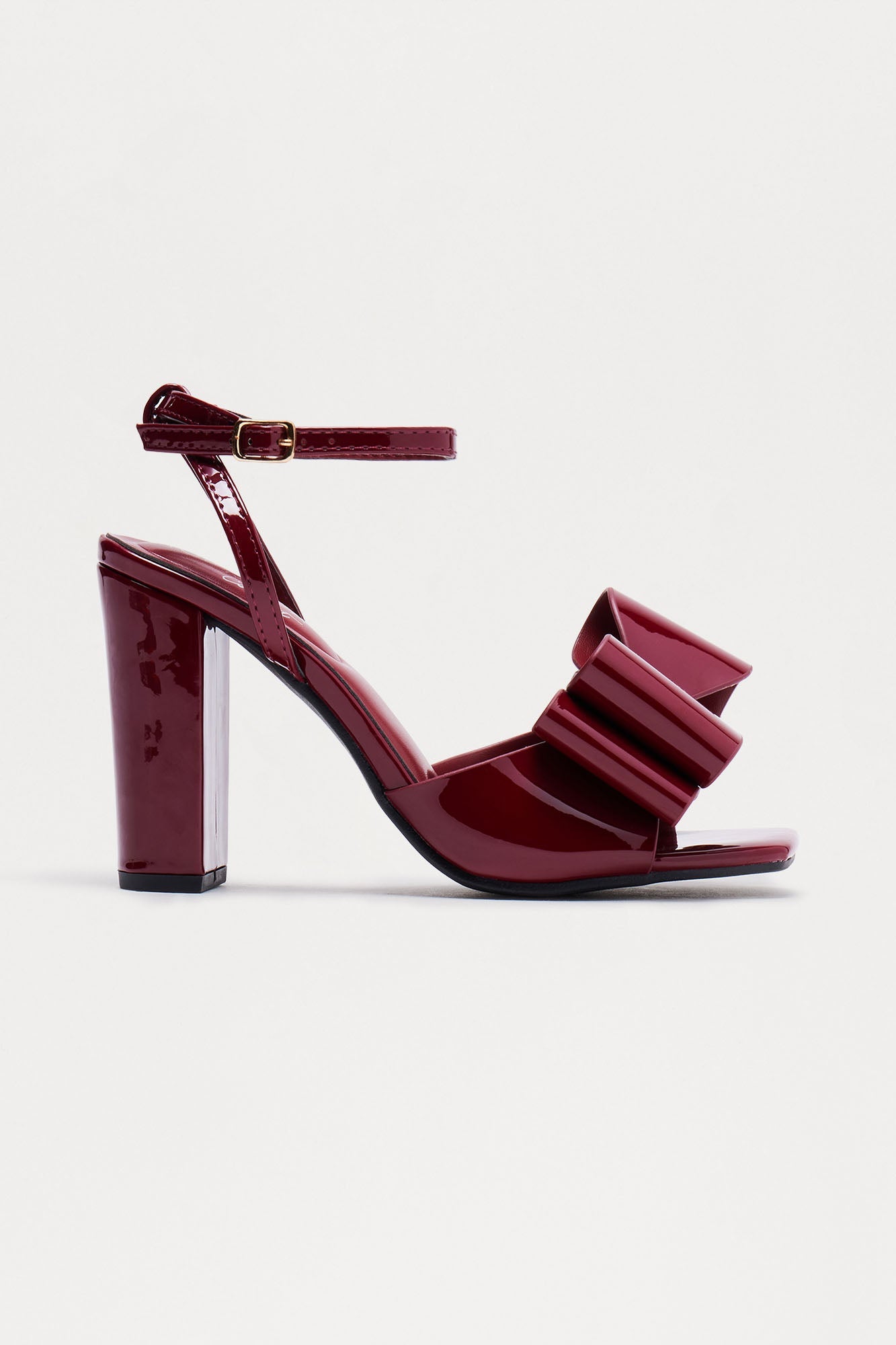 Maude Bow Ankle Strap Heels - Wine