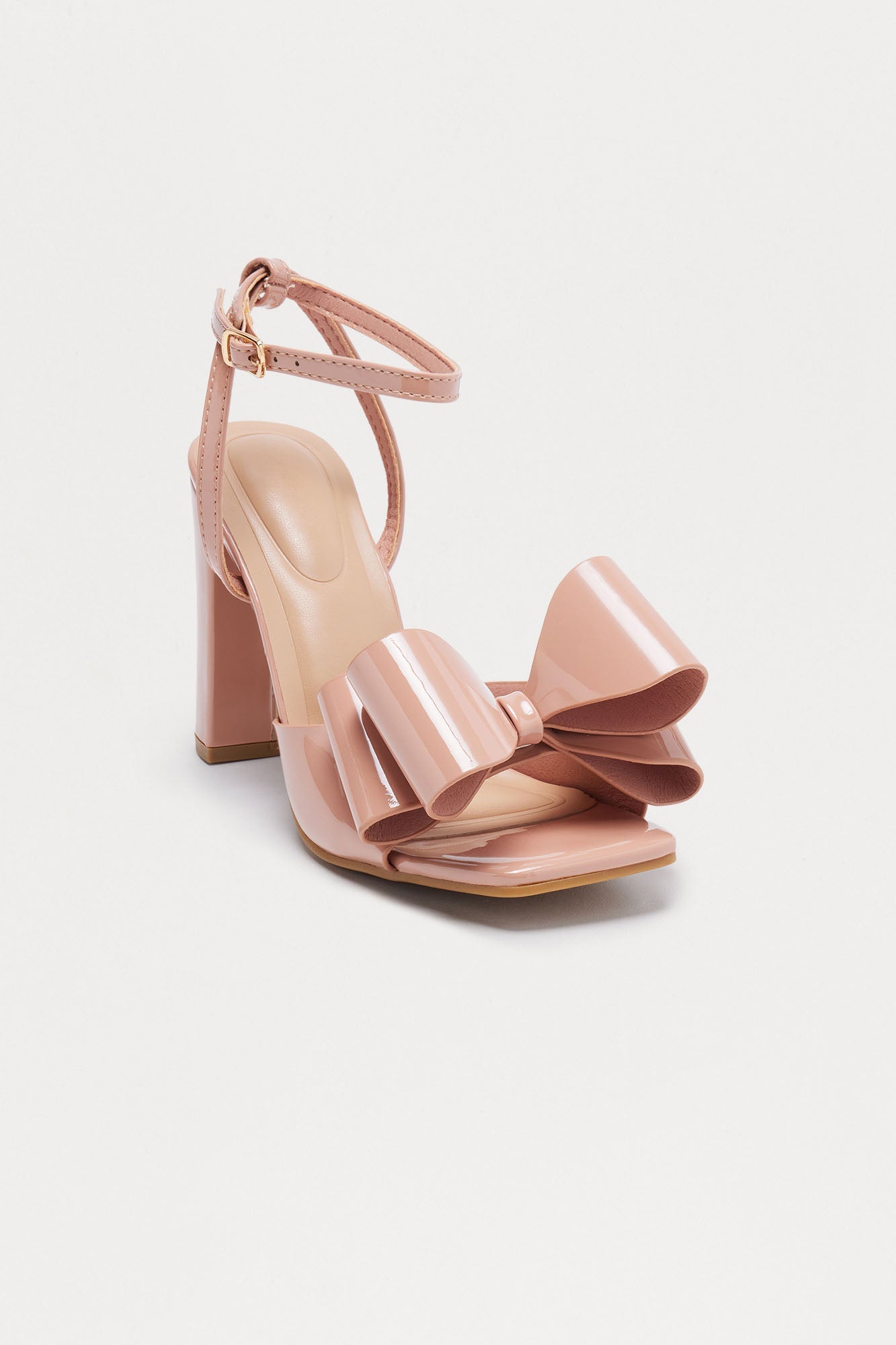 Maude Bow Ankle Strap Heels - Nude