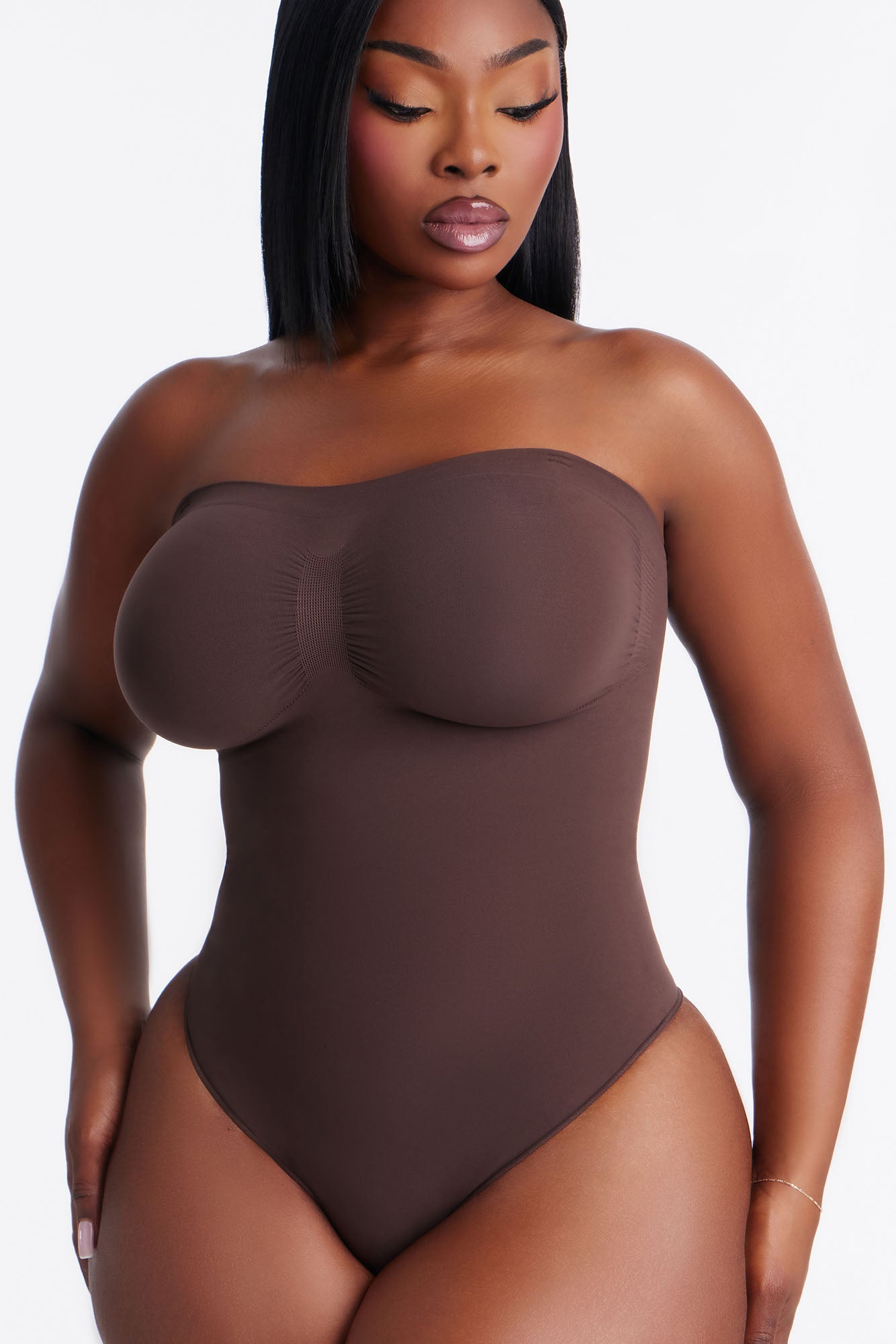 Nova Sculpt Seamless Strong Compression Strapless Thong Bodysuit - Coco